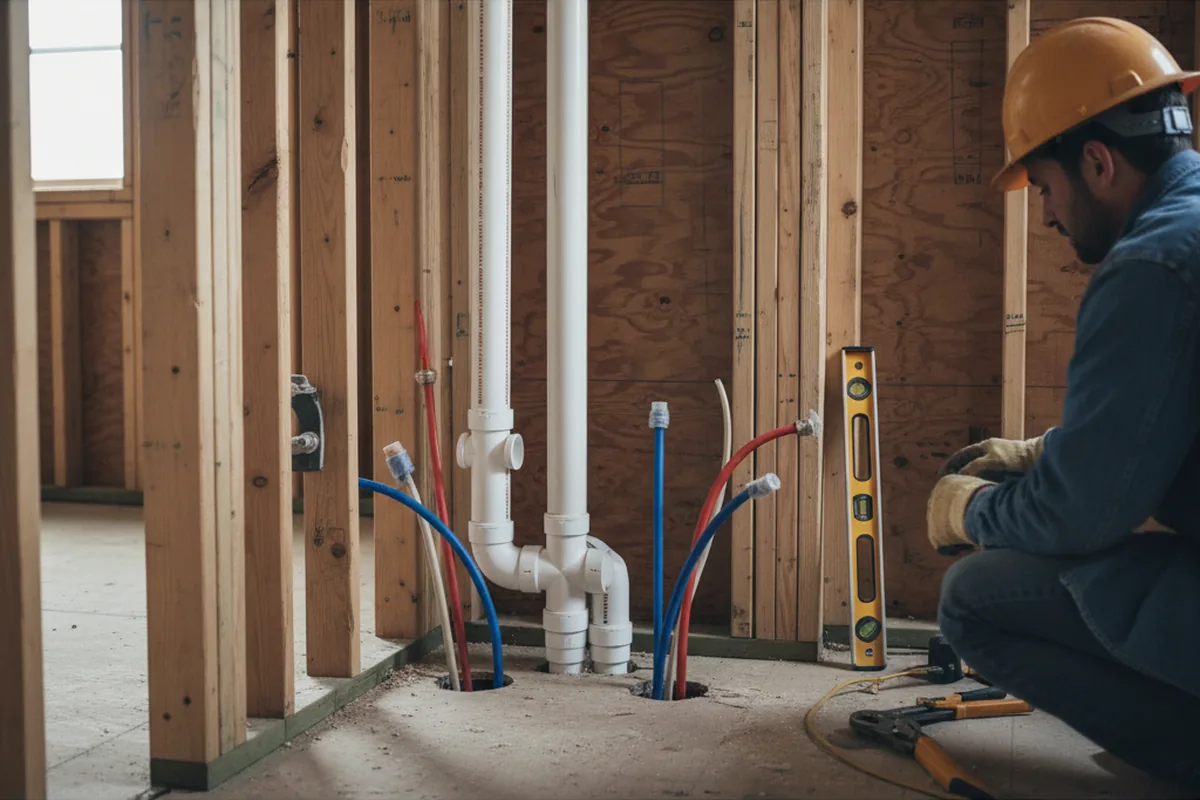 Drain and supply rough-in during Toilet Repair and Installation in Arlington Heights