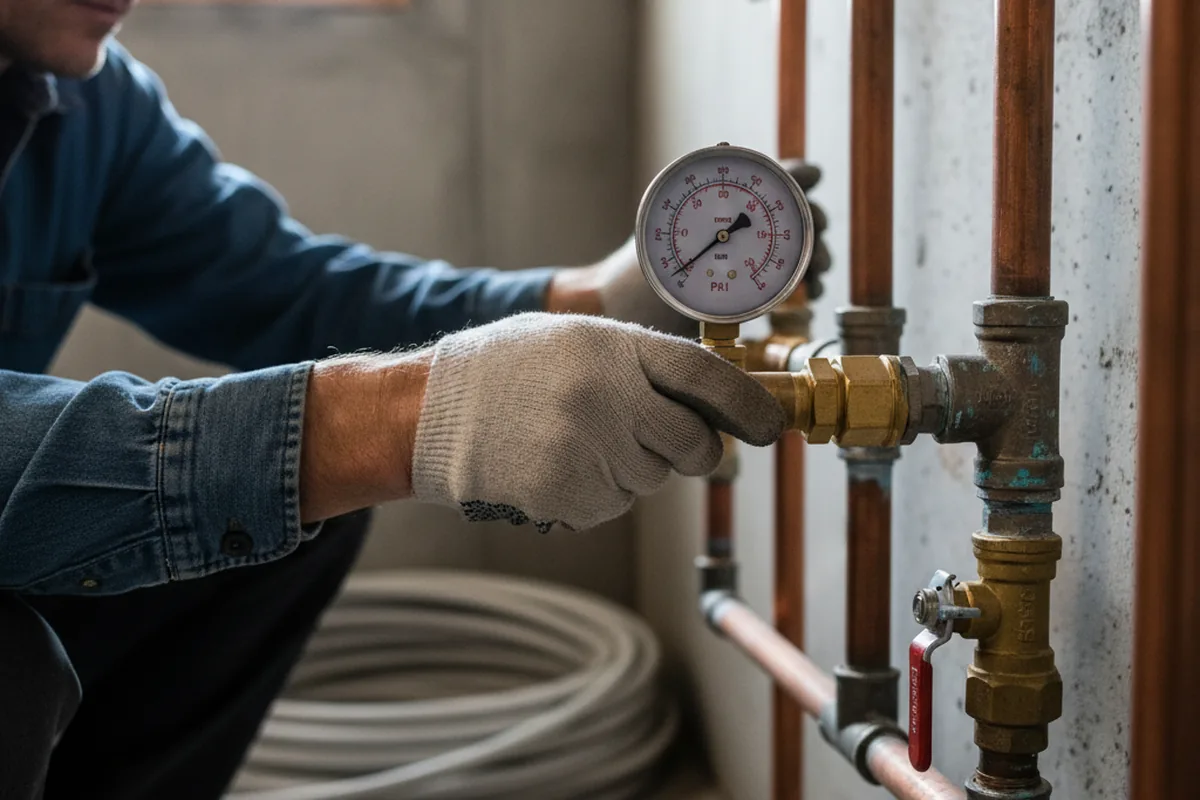 Pressure testing a repaired line during Water Line Repair in Arlington Heights